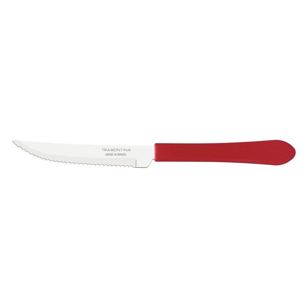Faca para Churrasco Tramontina Leme com Lâmina em Aço Inox e Cabo de Polipropileno Vermelho 4" Tramontina