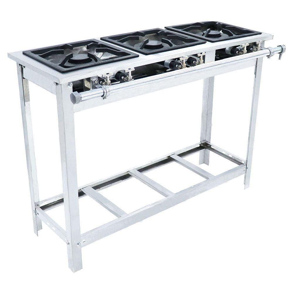 Fogão Industrial Venâncio 3 Bocas Duplas a Gás Baixa Pressão Inox com Pé EI3D3P