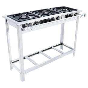 Fogão Industrial Venâncio 3 Bocas Duplas a Gás Baixa Pressão Inox com Pé EI3D3P