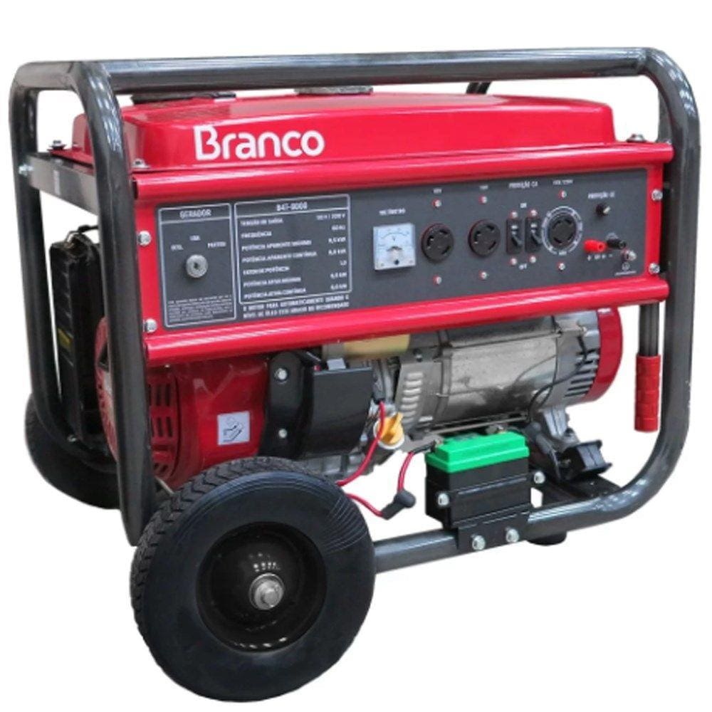 Gerador de Energia à Gasolina 6,5 kVA 15HP 110/220V com Partida Manual Branco Motores