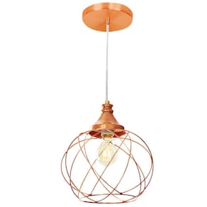 Lustre Pendente Esfera Aramado Cobre 23cm