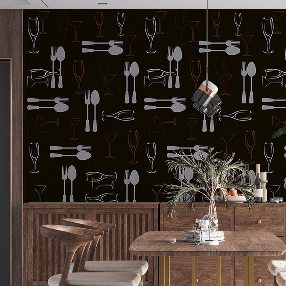 Papel Parede Xadrez Preto E Branco Grande Cozinha Decor