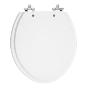 Assento Sanitário Convencional Oval Branco Tampa Para Vaso Em Madeira Laqueada