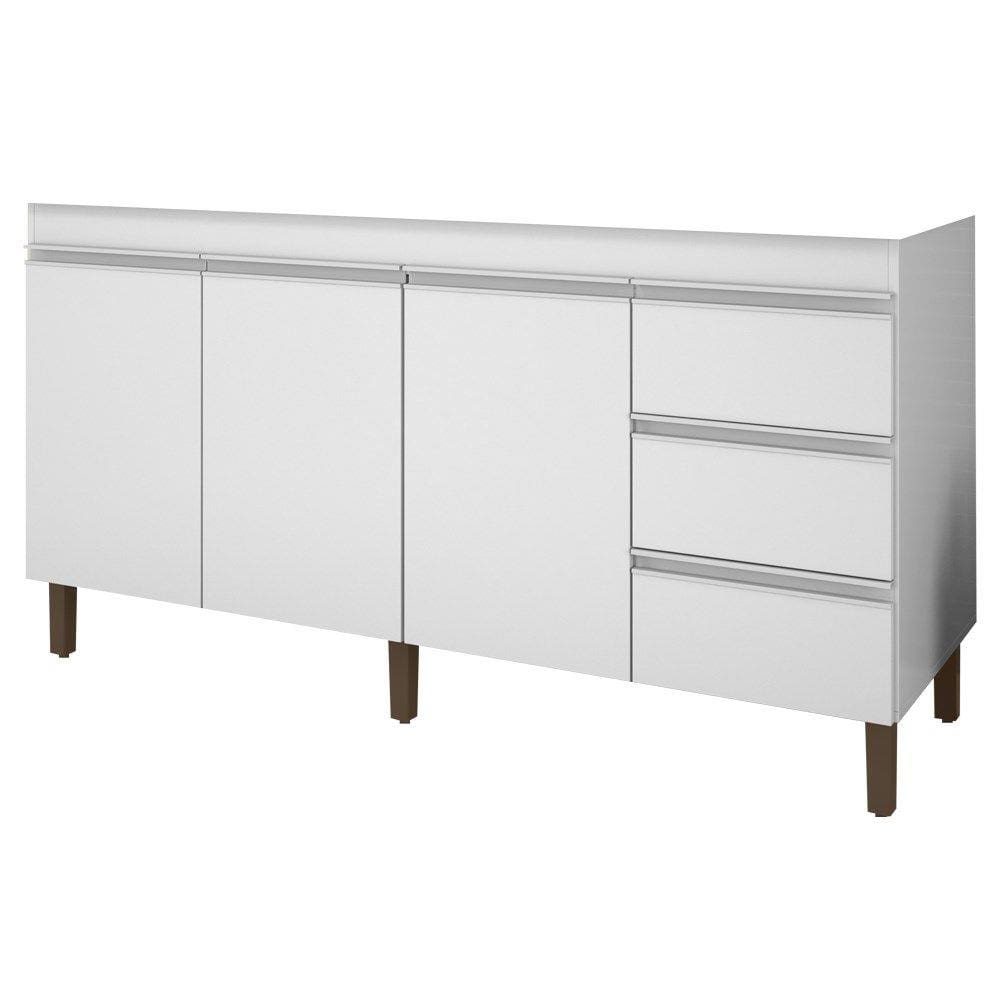 Balcão Gabinete de Pia sem Tampo 159cm Karen 3 Portas P14 Branco - Mpozenato