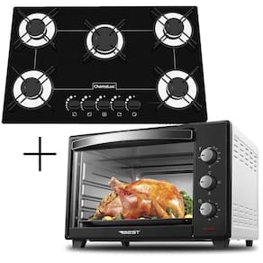 Fogão Cooktop 5 Bocas Preto + Forno De Eletrico 48 Litros