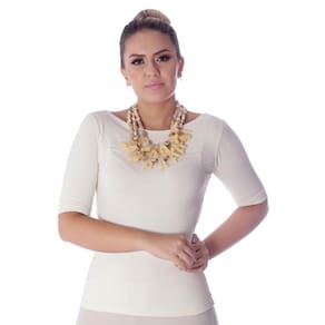 Blusa Feminina da Moda Sustentável Meia Manga Palha