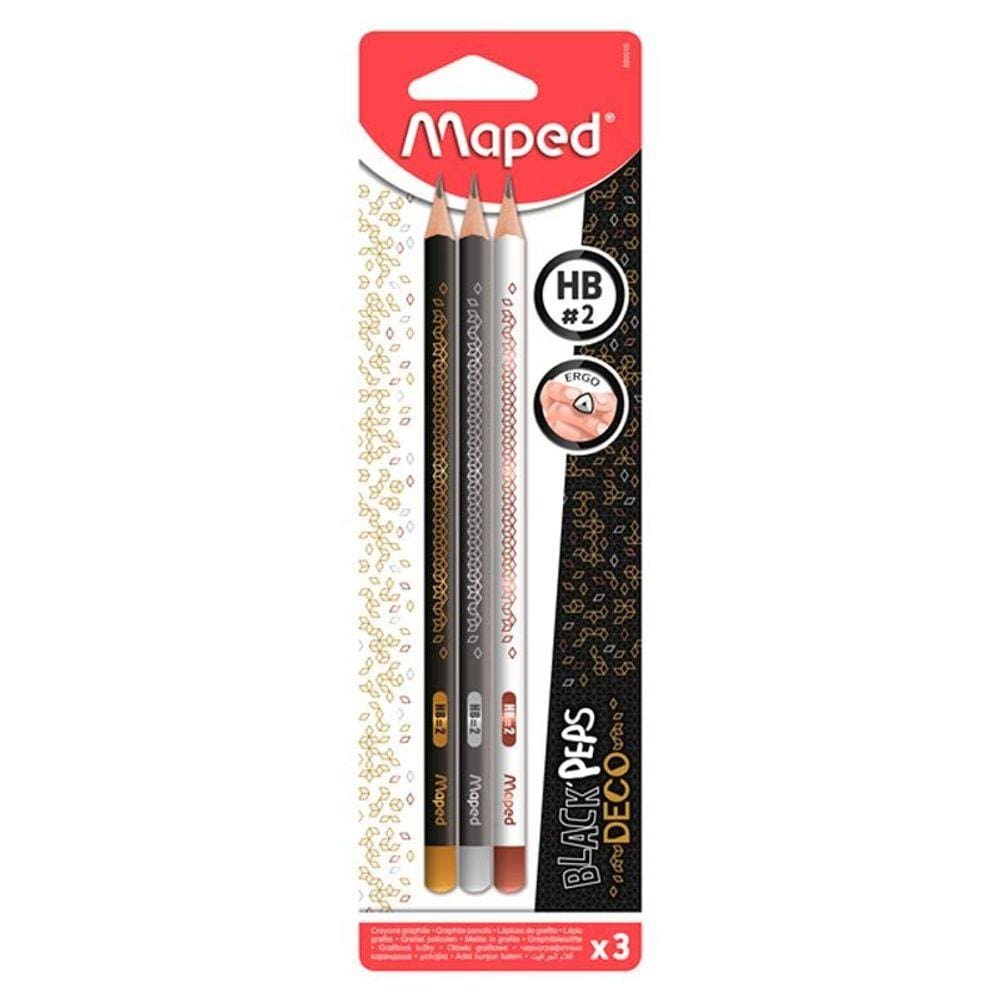 Lápis Grafite Black` Peps Deco HB C/ 3 Unidades - Maped