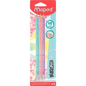 Lápis Grafite C/ Borracha Pastel HB com 3 Unidades - Maped