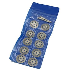kit 10 Discos diamantados 22 mm serra corte desbaste polimento vidro marmore ceramica garrafa acessórios Micro Retifica