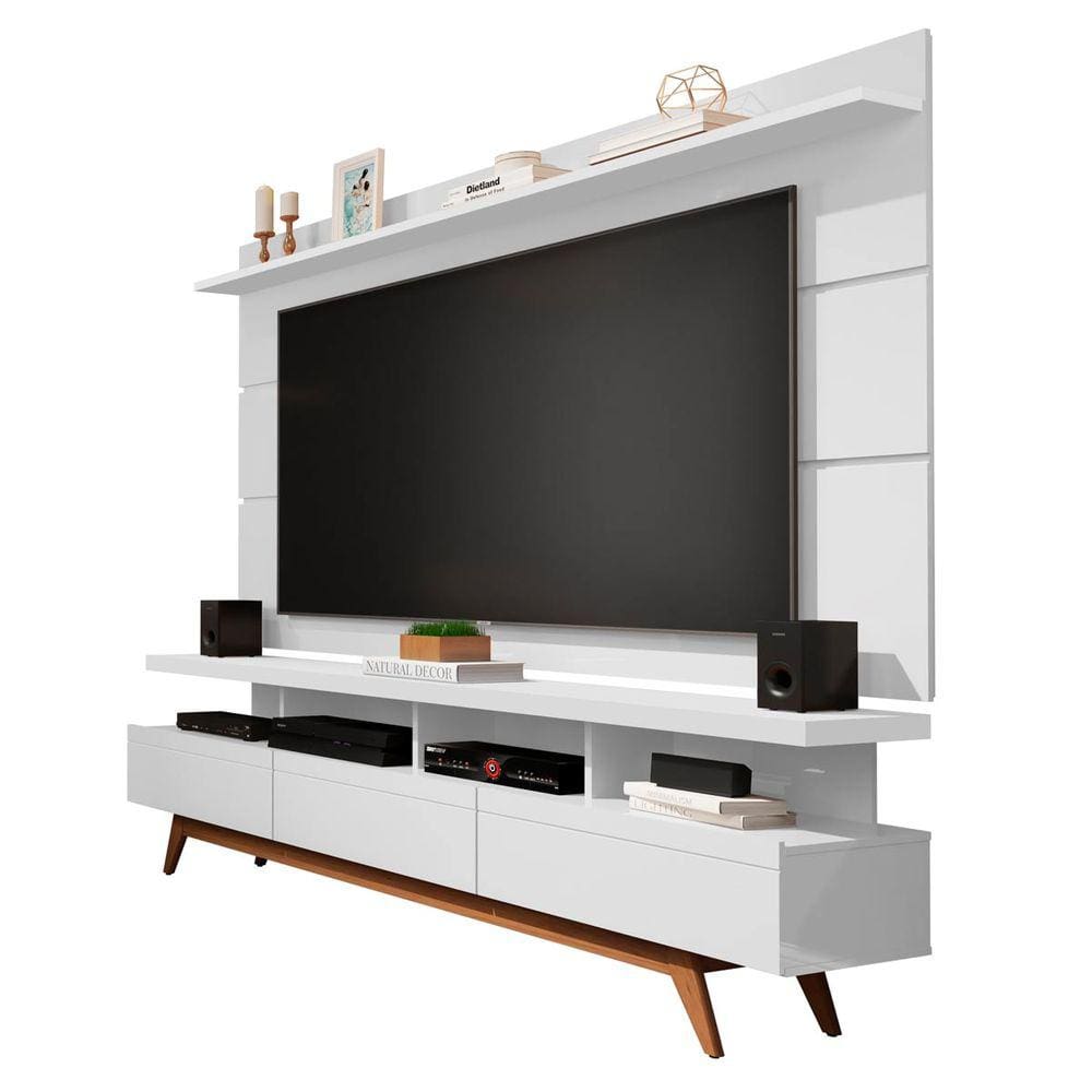 Rack com Painel Vivare Wood 1.8 Branco - Germai Móveis