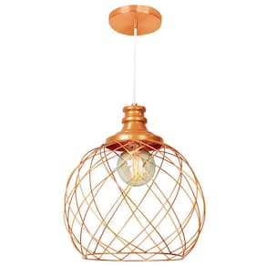 Lustre Pendente Esfera Aramado Cobre 34cm