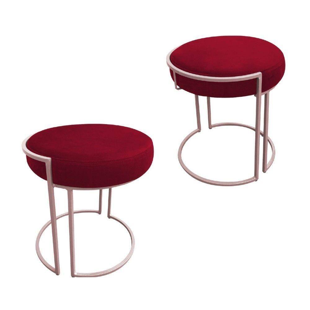 Kit 02 Puffs Love Suede Base Rosê Vermelho