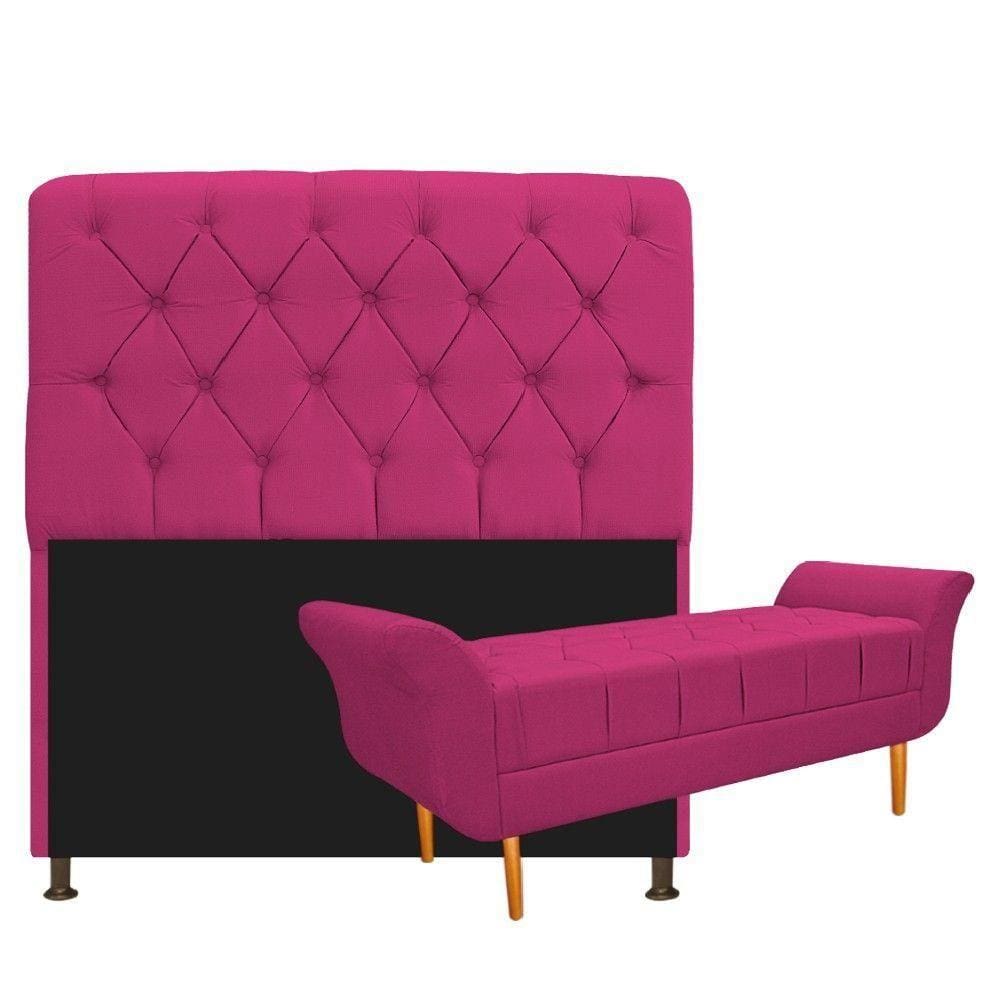 Kit Cabeceira Lady Recamier Ari 160cm Queen Pink