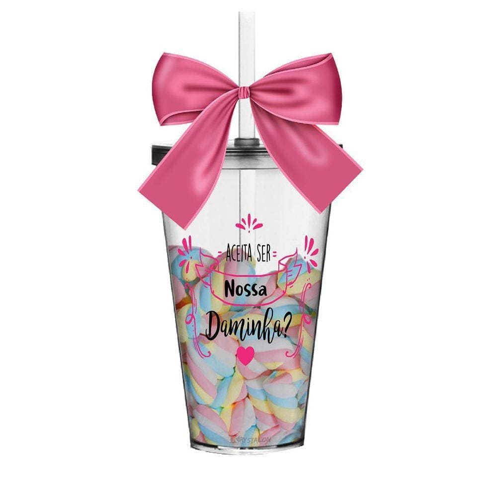 Copo Lembrancinha Daminha Acrílico Rosa