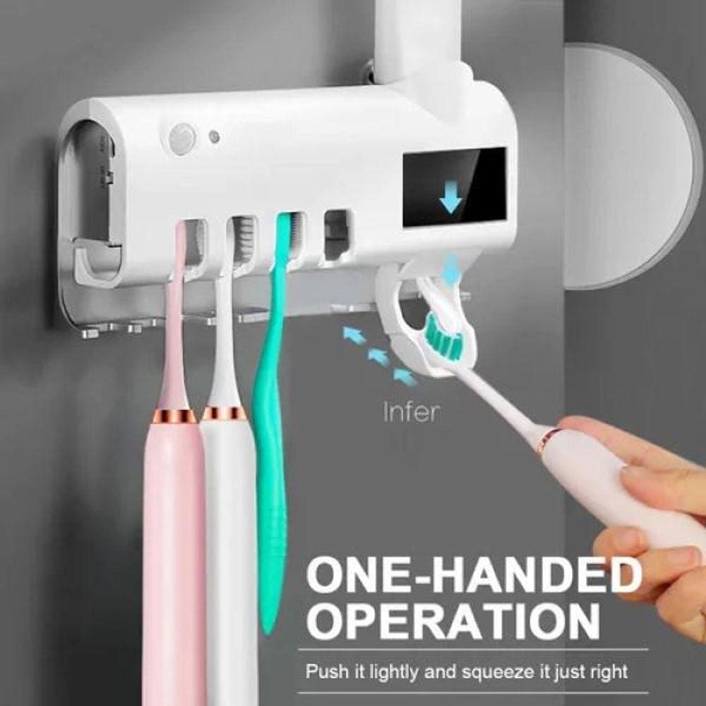 Dispenser Pasta De Dente Com Porta Escova Inteligente