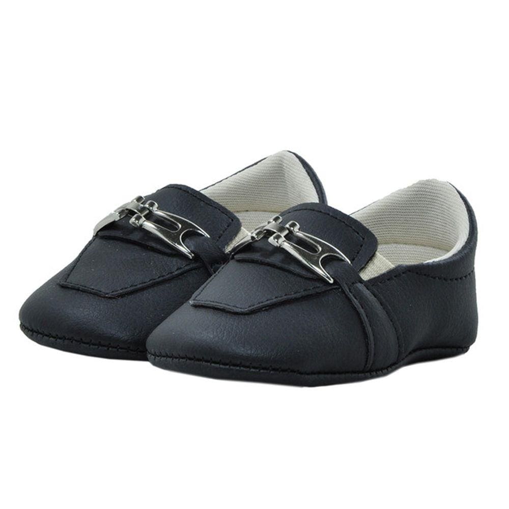 Sapatinho de Bebê Bicho de Pé - Sapato Social Masculino com Gravata - Sintético - Preto
