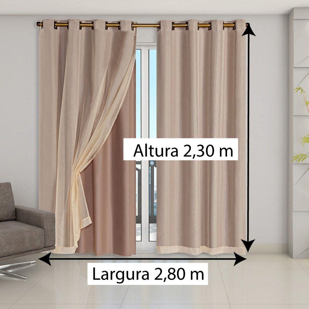 Cortina Blackout Blecaute Pvc com Voil Tecido 2,80 M X 2,30 M em 4 Opções de Cores - Casa Dona