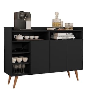 Buffet Aparador 3 Portas Nichos Retro Celta Black - Germai
