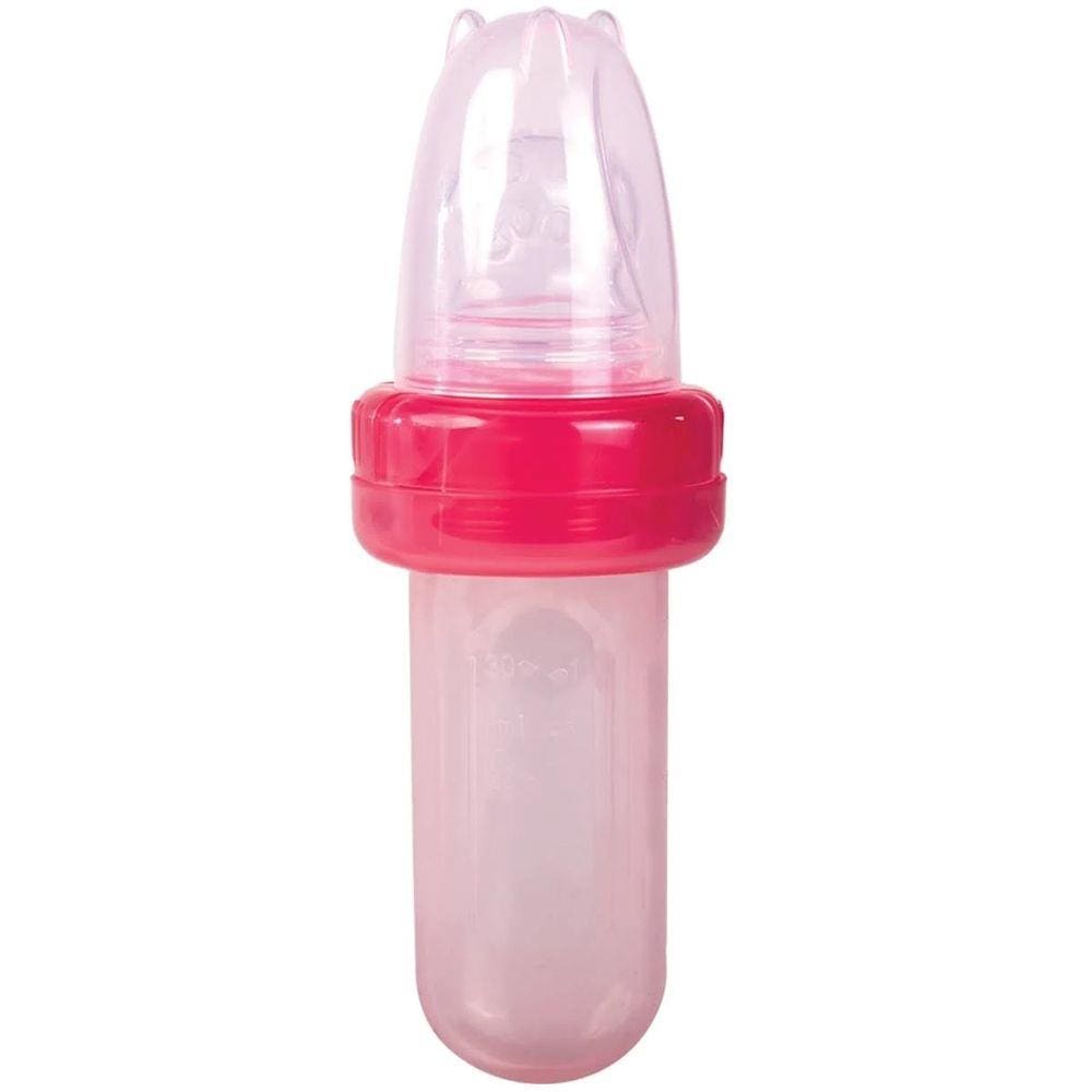 Chupeta Para Frutas Com Colher Dosadora E Bico Sugador Porta Frutinha Buba Rosa