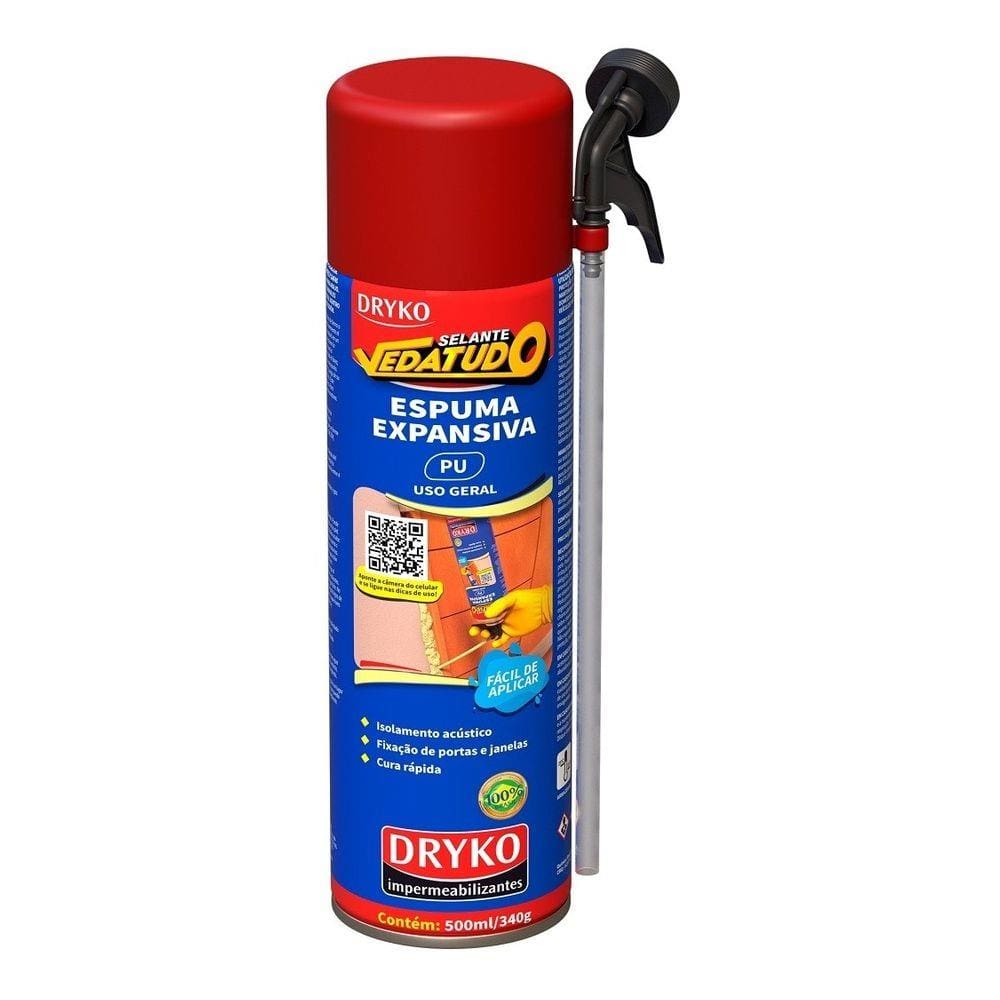 Espuma Expansiva Poliuretano para Portas e Janelas Uso Geral VedaTudo 500ml - DRYKO