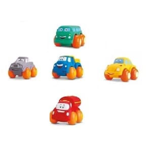 Kit 5 Carrinho Soft Cars Colorido Mordedor P/ Bebê Divertoys