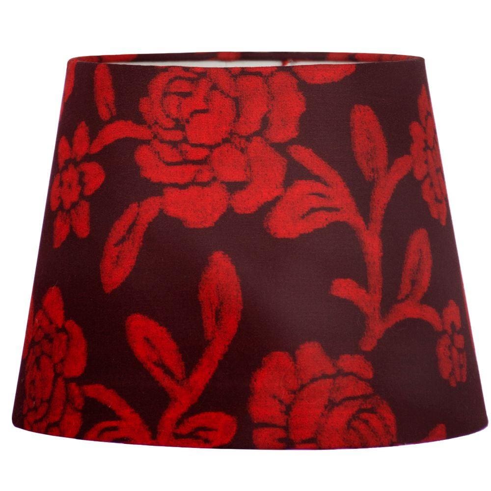 Cúpula de Abajur Floral Vermelha 20x16cm