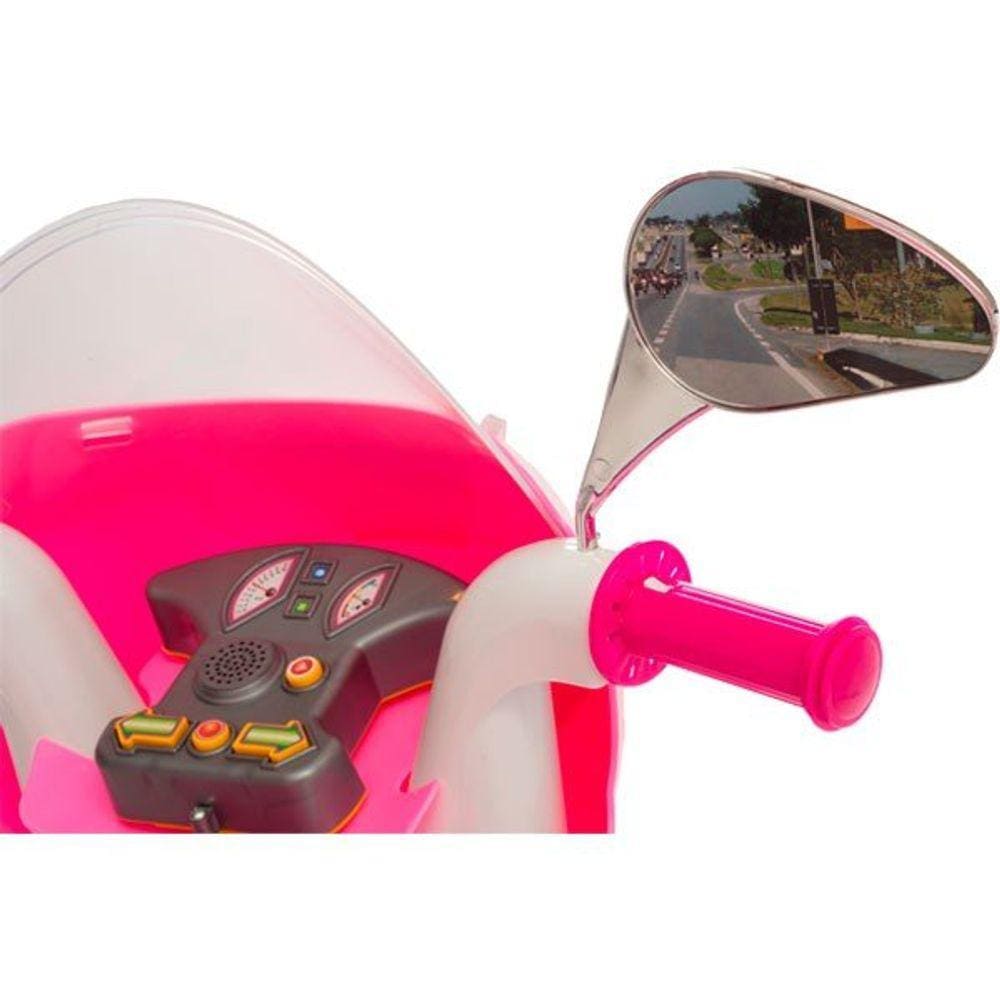 Moto Elétrica Infantil Sprint Turbo Pink com Capacete - Biemme