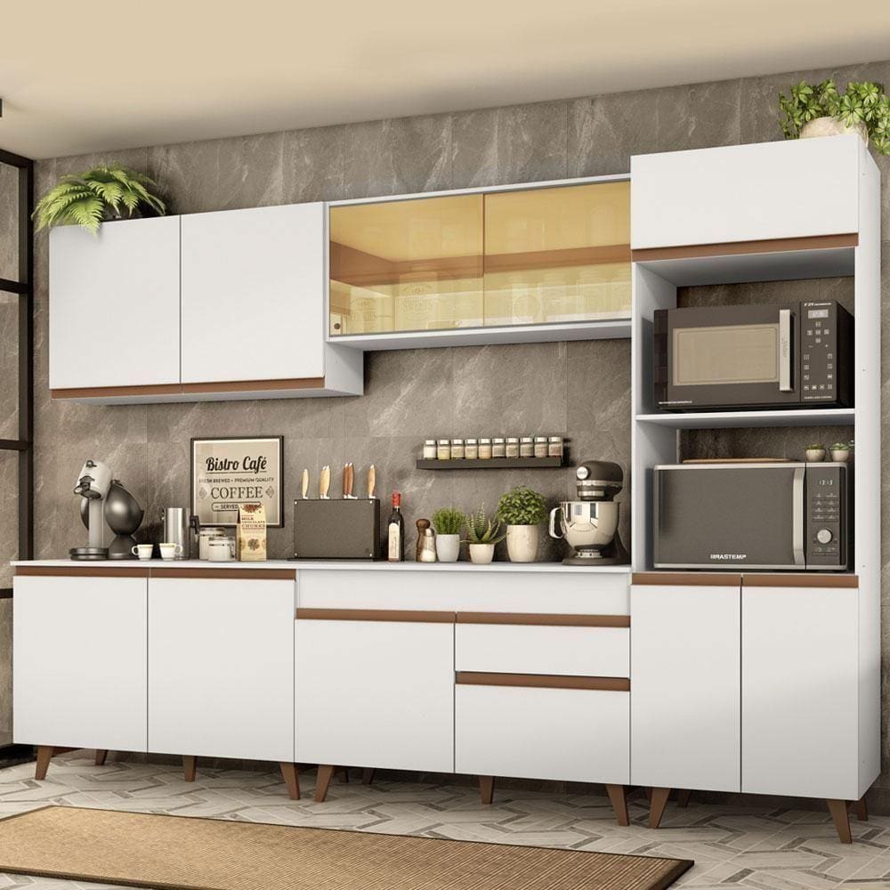 Armário de Cozinha Reims 310001 com Balcão e Tampo Branco