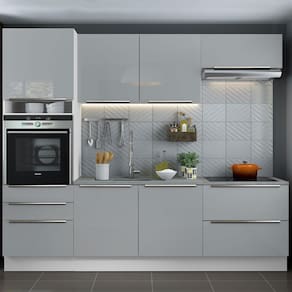 Cozinha Completa Lux com Armário 6 Portas 5 Gavetas Branco