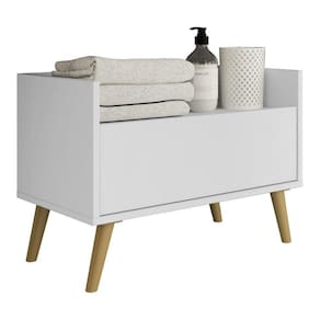 Gabinete Balcão Banheiro 80 Cm C/ Pés Retrô Branco/natural