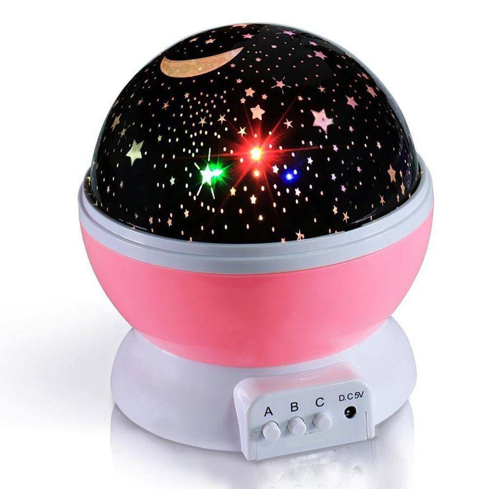 Luminária Projetor Estrela 360° Night Light Rosa