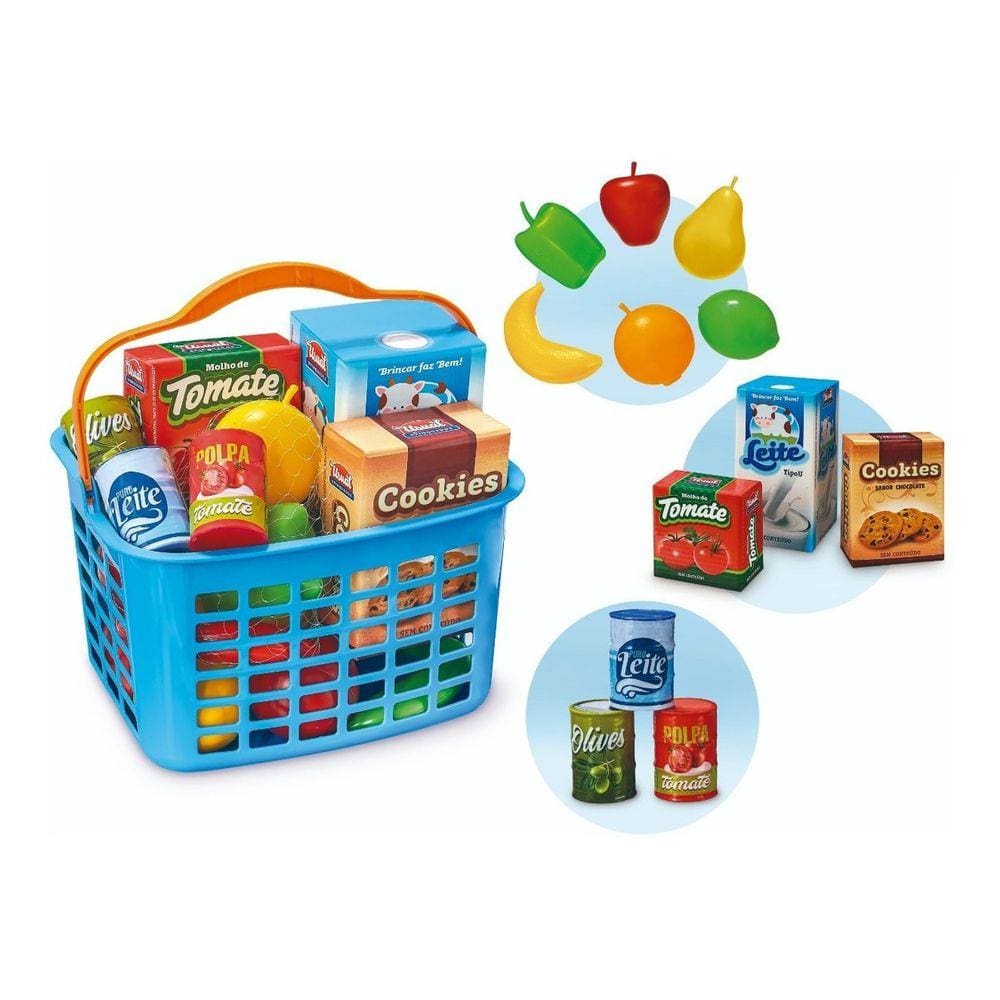 Cesta Feira Com Alimentos E Frutas Infantil Usual Brinquedos