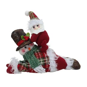 Boneco Natalino Decorativo Boneco De Neve Tecido Xadrez 34cm