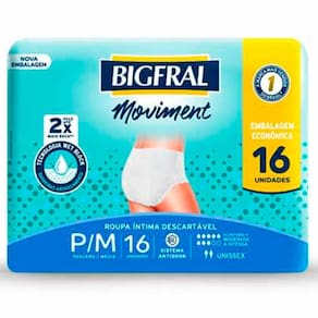Roupa Íntima Bigfral Moviment Unissex P/M 16 Unidades