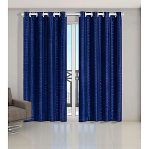 Cortina Voil Xadrez Com Forro Blackout 6,00 X 2,80 Azul