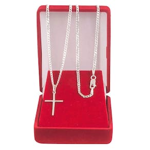 Cordão Corrente Masculina Grumet 70cm Pingente Crucifixo De Prata 925