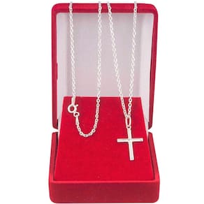 Cordão Corrente Masculina Cadeado 70cm Pingente Cruz Crucifixo De Prata 925