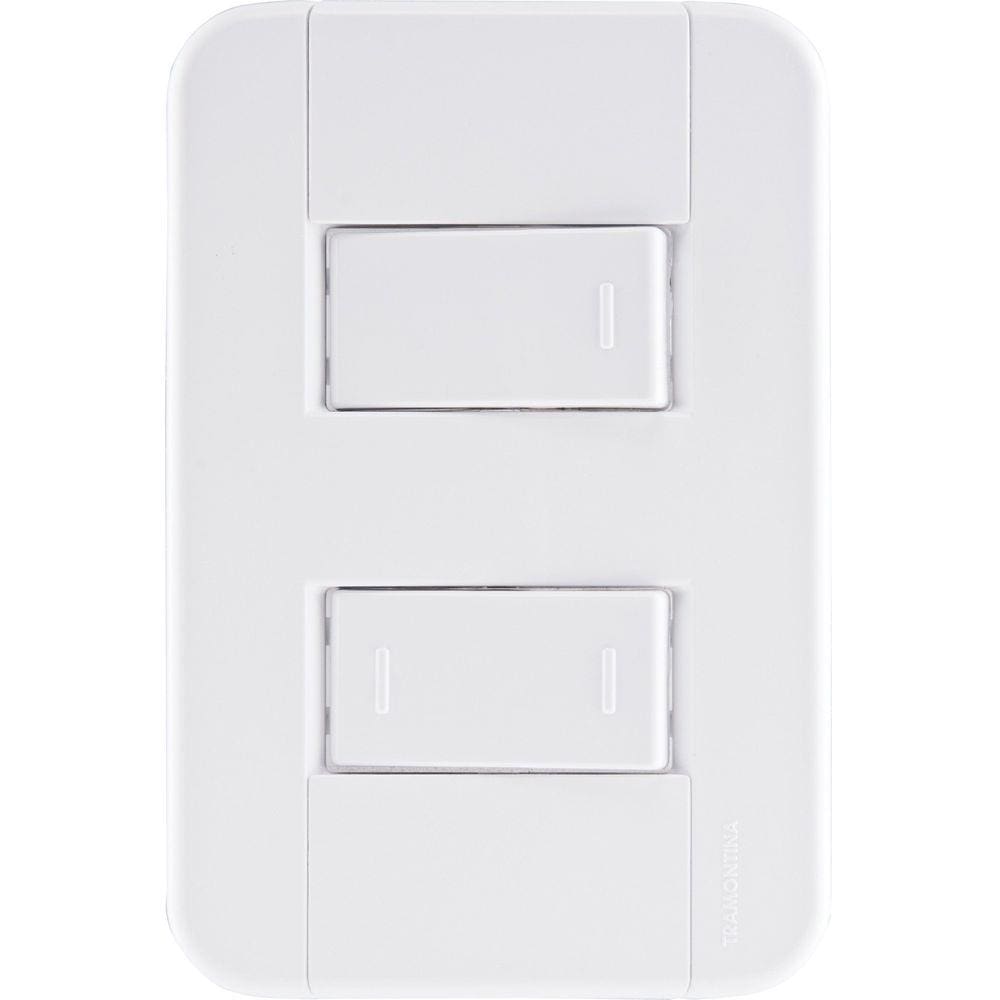 Conjunto 4x2 com 1 Interruptor Simples 10 A 250 V e 1 Interruptor 10 A 250 V Tramontina Tablet Branco