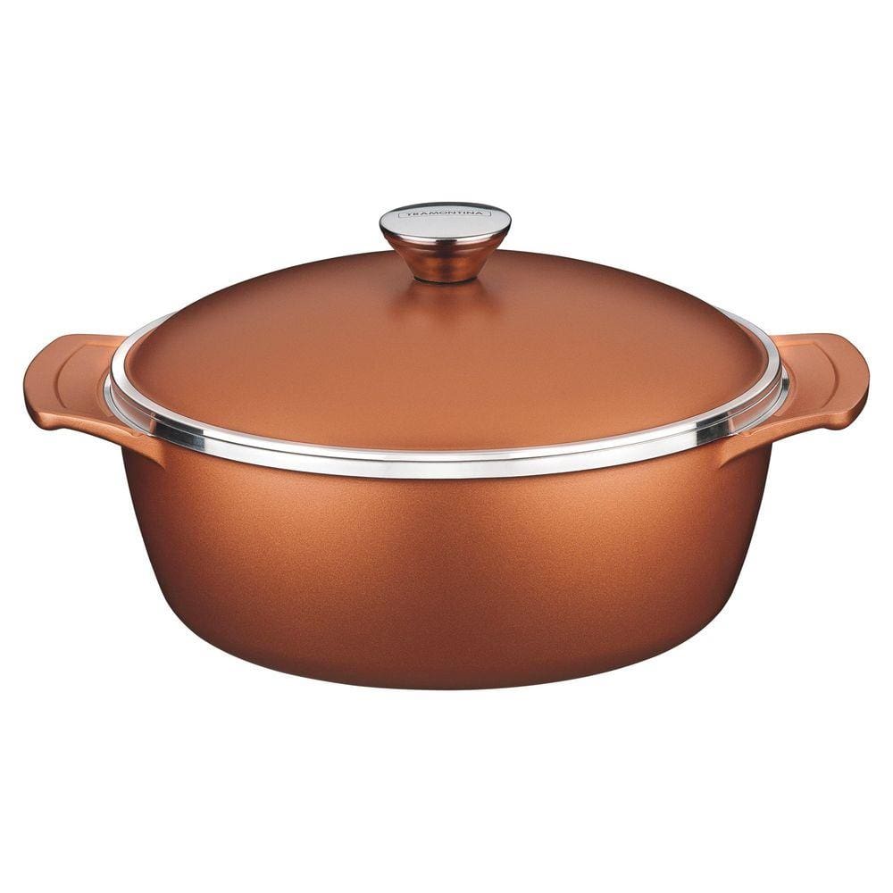Caçarola Tramontina Lyon 30cm em Alumínio Forjado com Interno e Externo Antiaderente Starflon High Performance Dourado com Tampa
