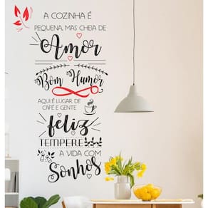 Adesivo Decorativo De Sala Frase A Cozinha É Pequena