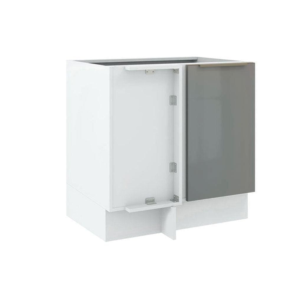 Balcão de Canto Madesa Lux 1 Porta Branco Cinza