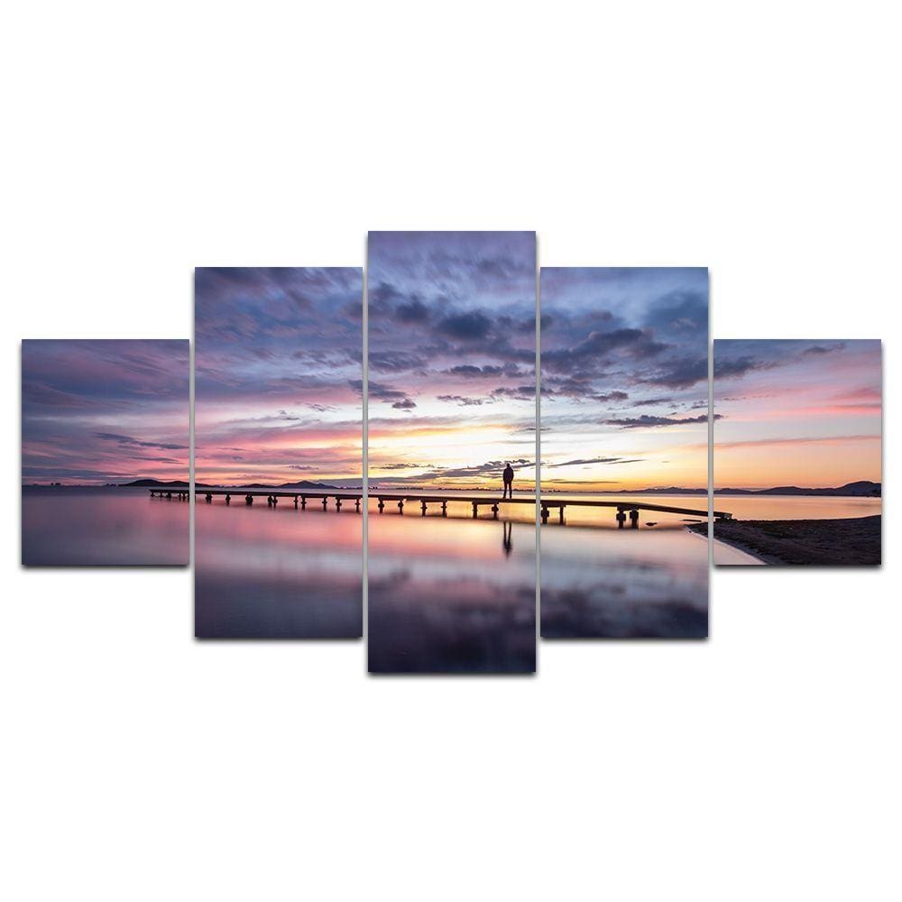 Kit Placas Quadros Decorativos 5 Pçs 3d Borda Infinita Ponte