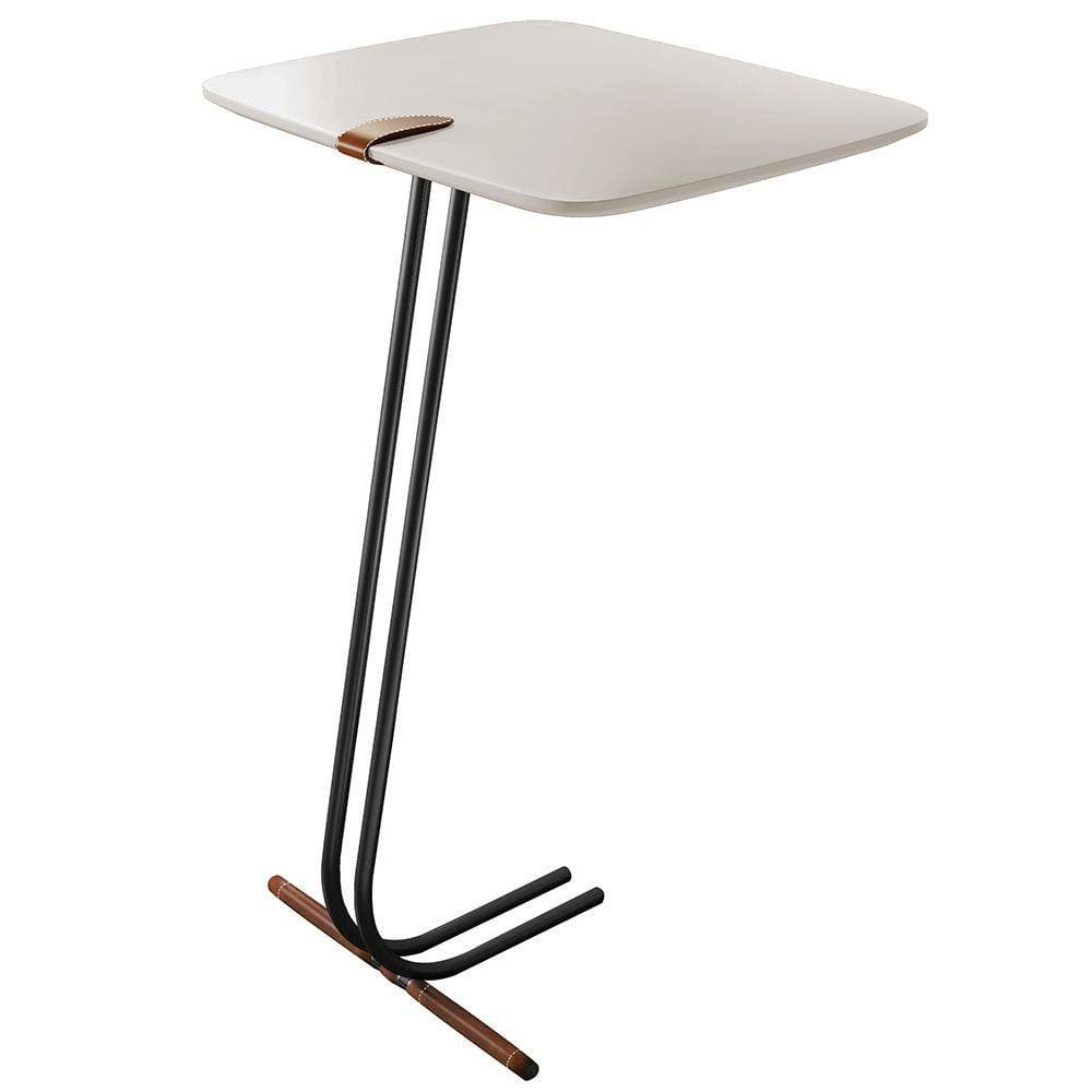 Mesa Apoio Lateral para Sofá Lisboa Pé Preto Off White
