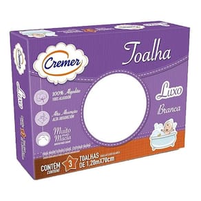 Toalha Fralda Cremer Lisa Branca - Caixa c/3