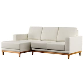 Sofá Kayrós 200cm 3 Lugares Com Chaise Direito D05 Linho Cru - Mpozenato