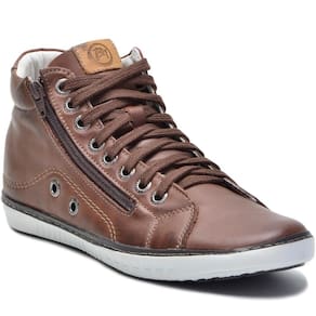 Sapatênis Masculino Cano Alto Couro Casual Conforto Leve