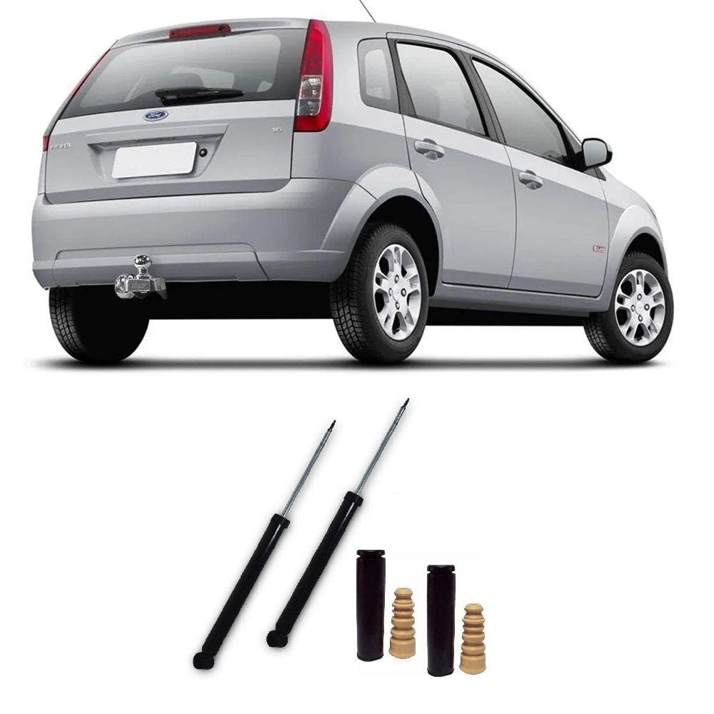 Amortecedor + Kit Batente Ford Fiesta Traseiro 2003 Até 2013 O Par