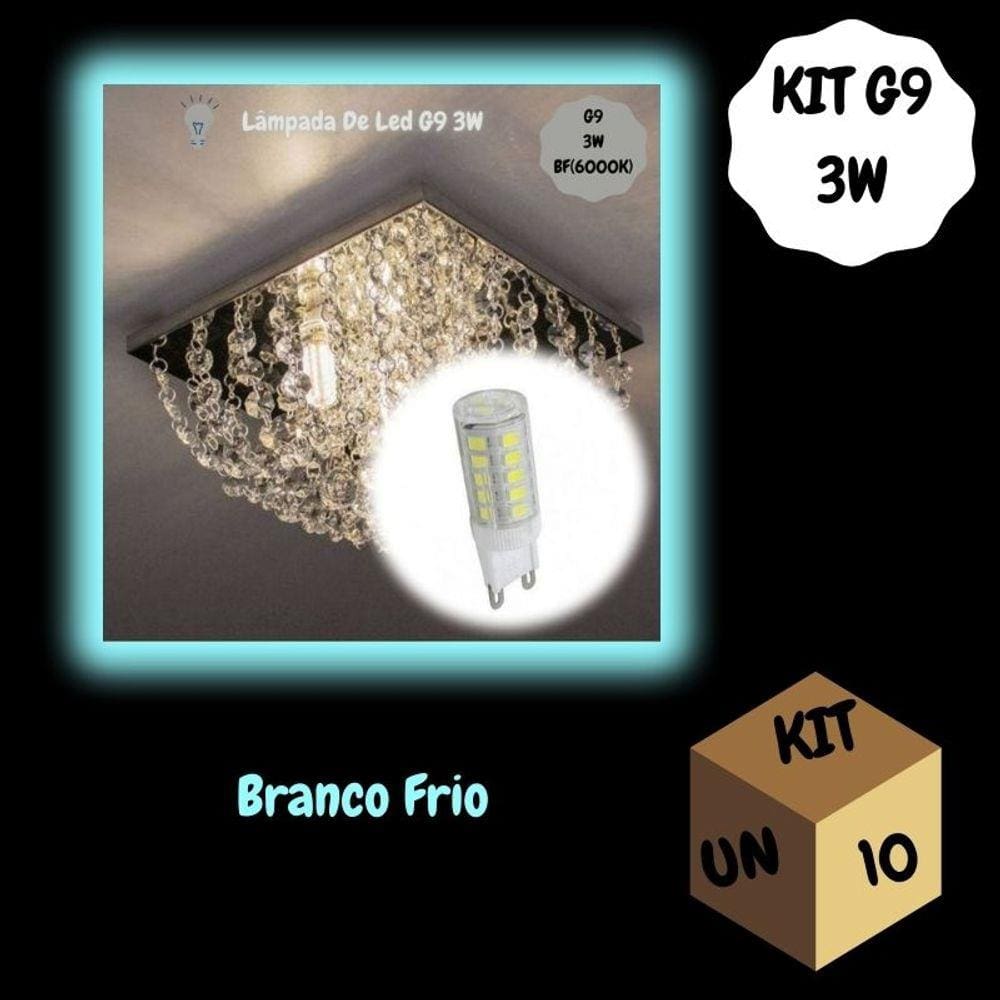 Kit 10 Lâmpadas de Led G9 3w Branco Frio(6000K) P/ Lustres e Arandelas