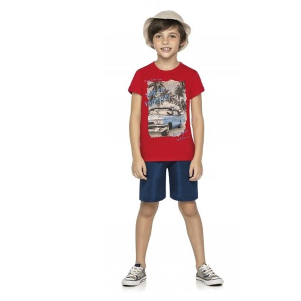 Conjunto Infantil Masculino Meia Malha Com Tactel Romitex