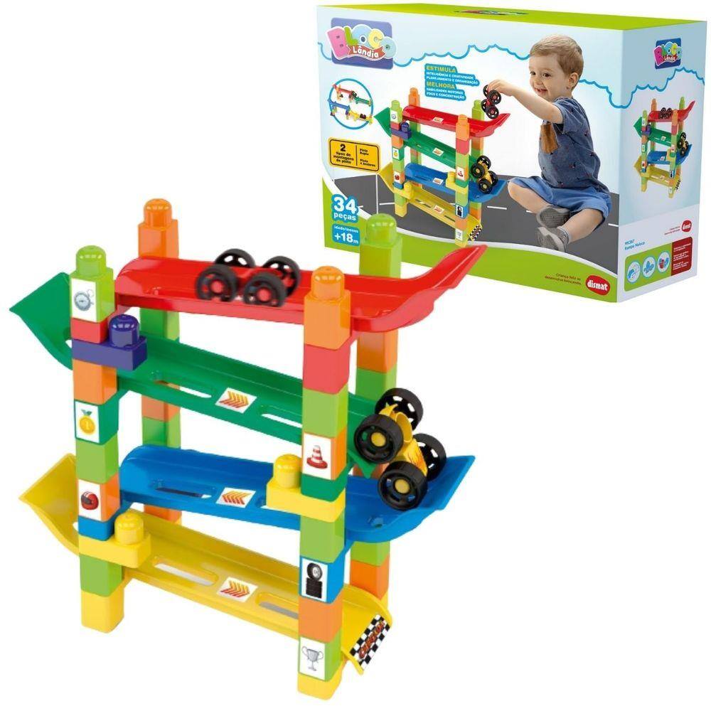 Pista Para Montar Com Blocos Peças Grande Rampa Brinquedo Educativos Didatico
